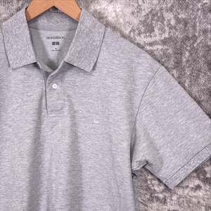 JW Anderson x Uniqlo Polo Shirt Medium Mens Gray Cotton Pique Japan Exclusive